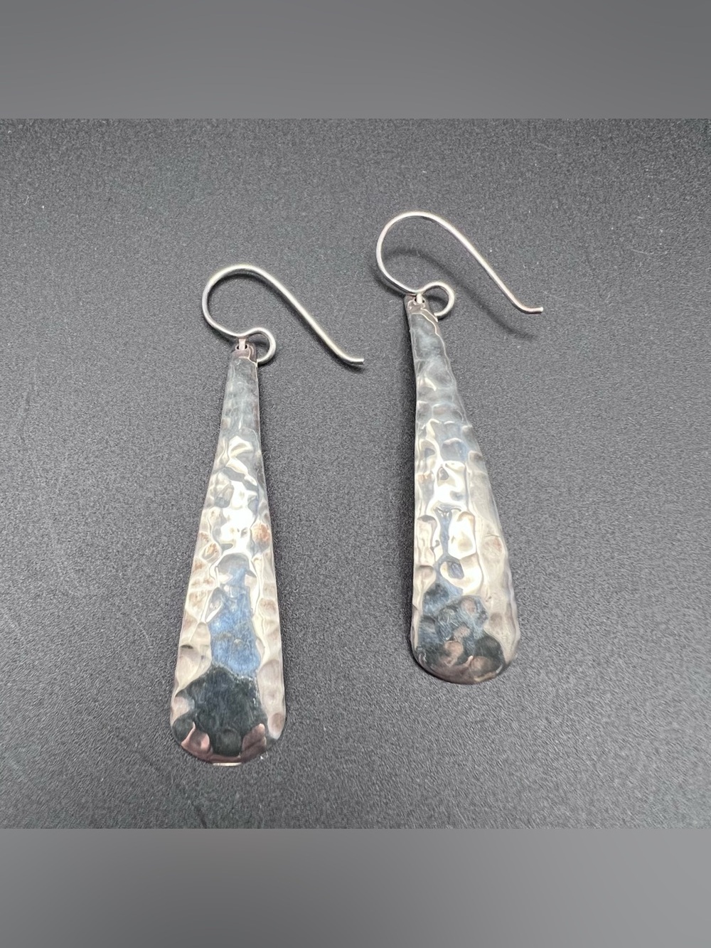 Sterling Silver Hammered Drop Earrings